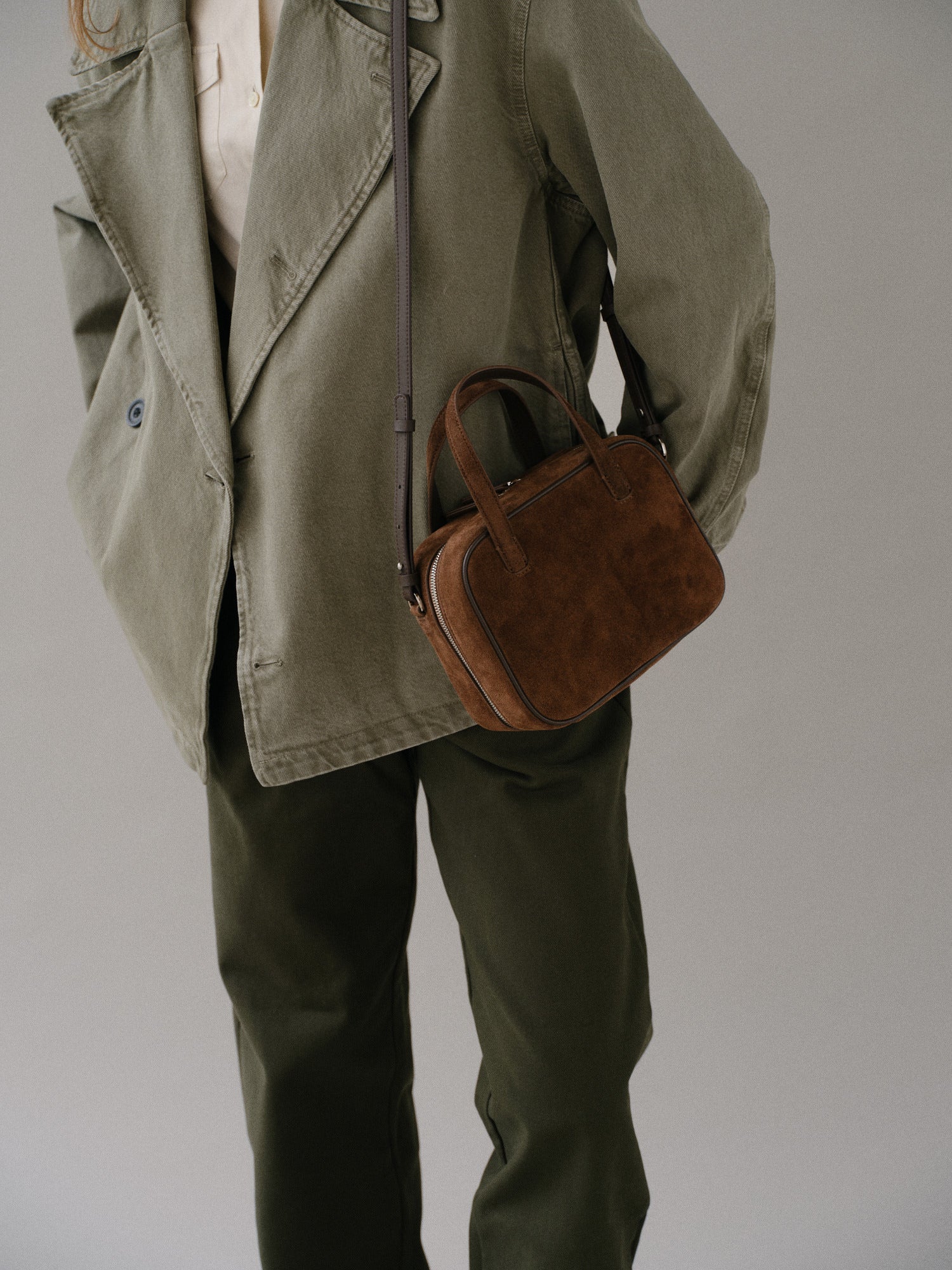 Mini Tin square tote bag Suede