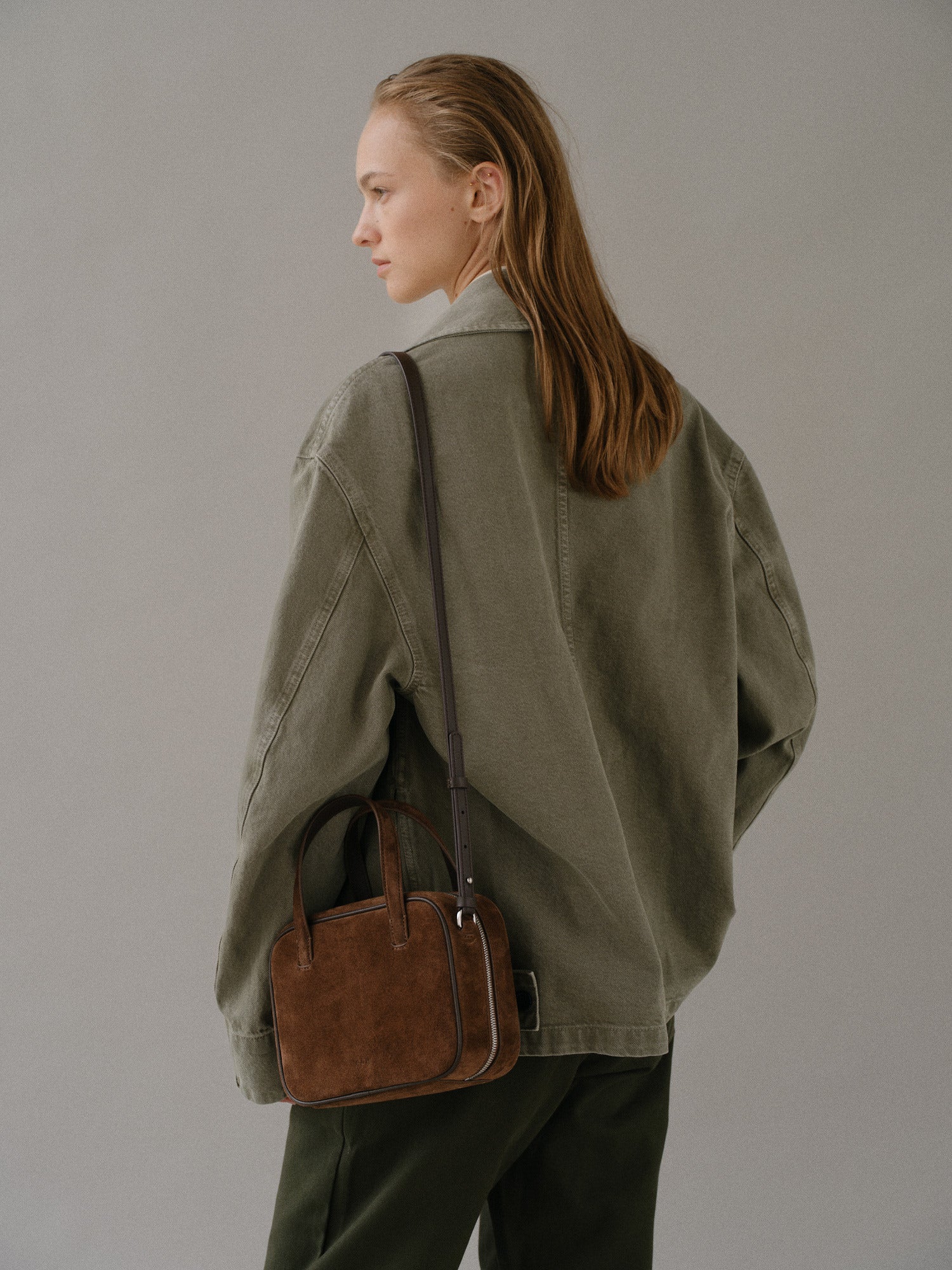 Mini Tin square tote bag Suede